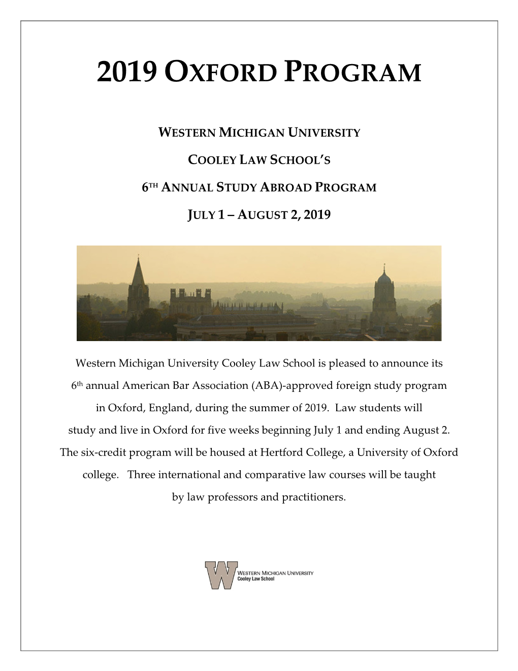 2019 Oxford Program