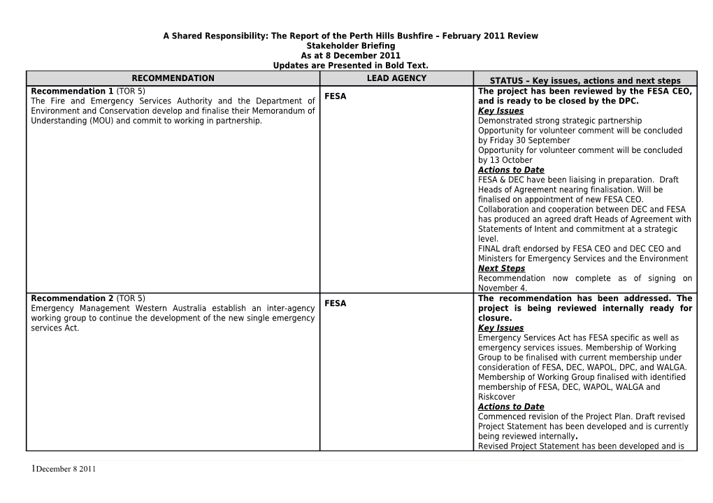 A Shared Responsibility: the Report of the Perth Hills Bushfire February 2011 Review