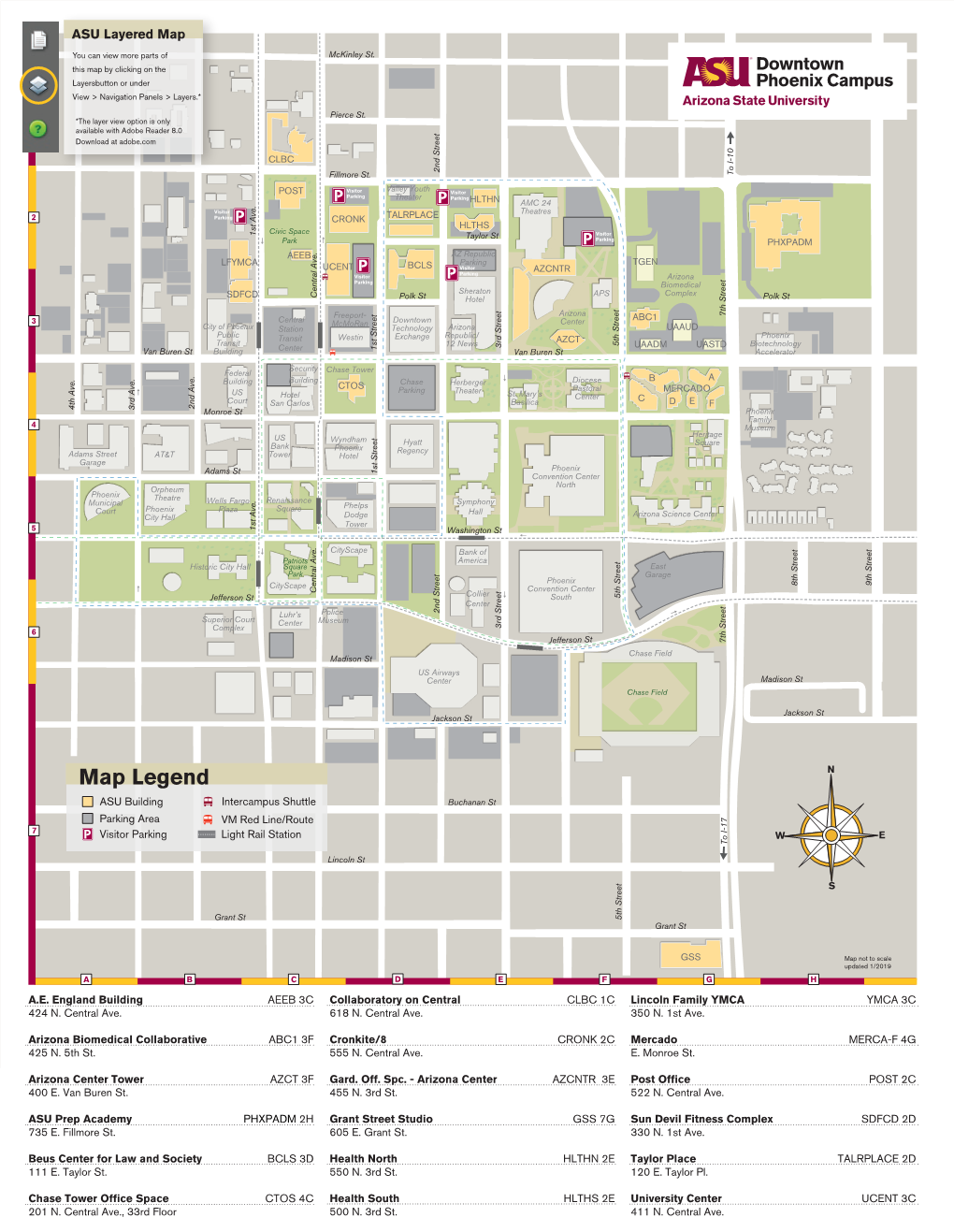 Map Legend N ASU Building Intercampus Shuttle Buchanan St Parking Area VM Red Line/Route 7