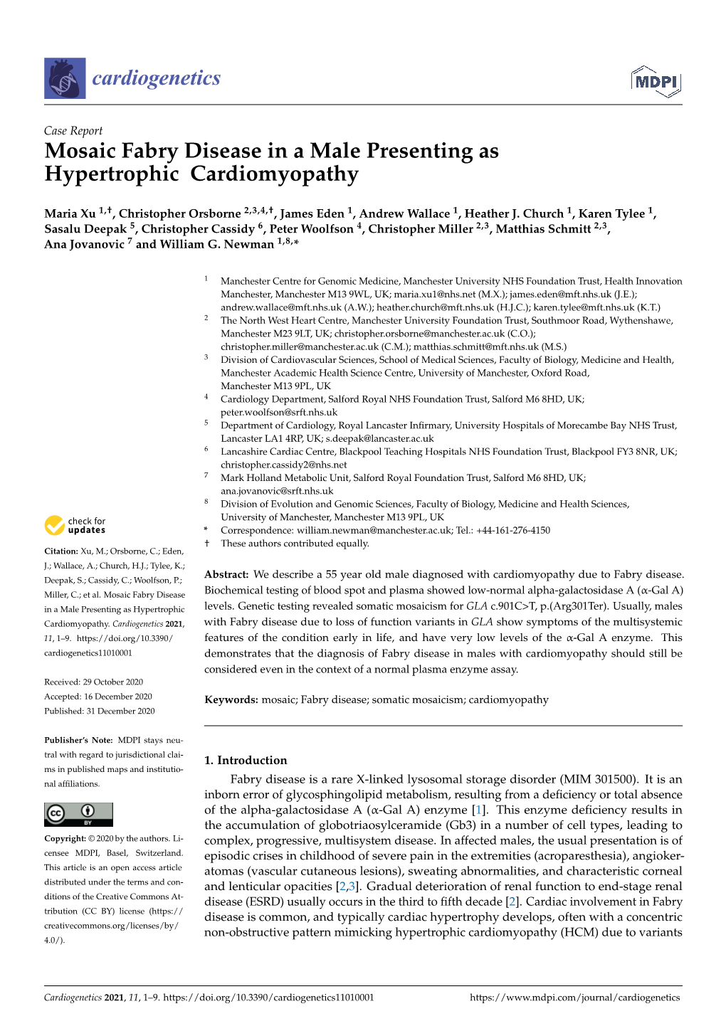 Mosaic Fabry Disease in a Male Presenting As Hypertrophic Cardiomyopathy