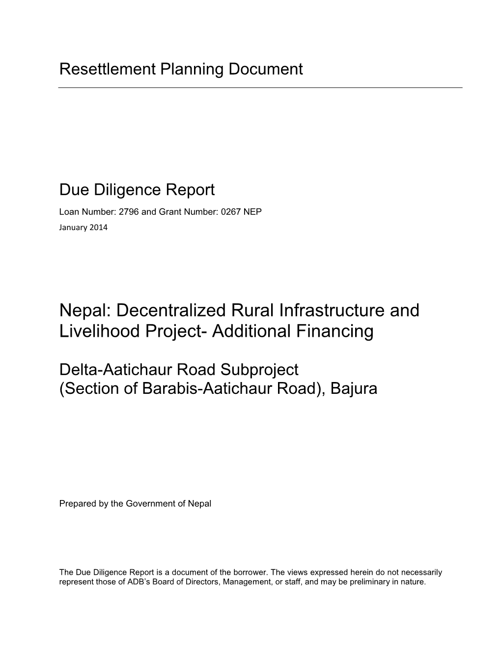 Decentralized Rural Infrastructure and Livelihood Project-Additional Financing (DRILP-AF)