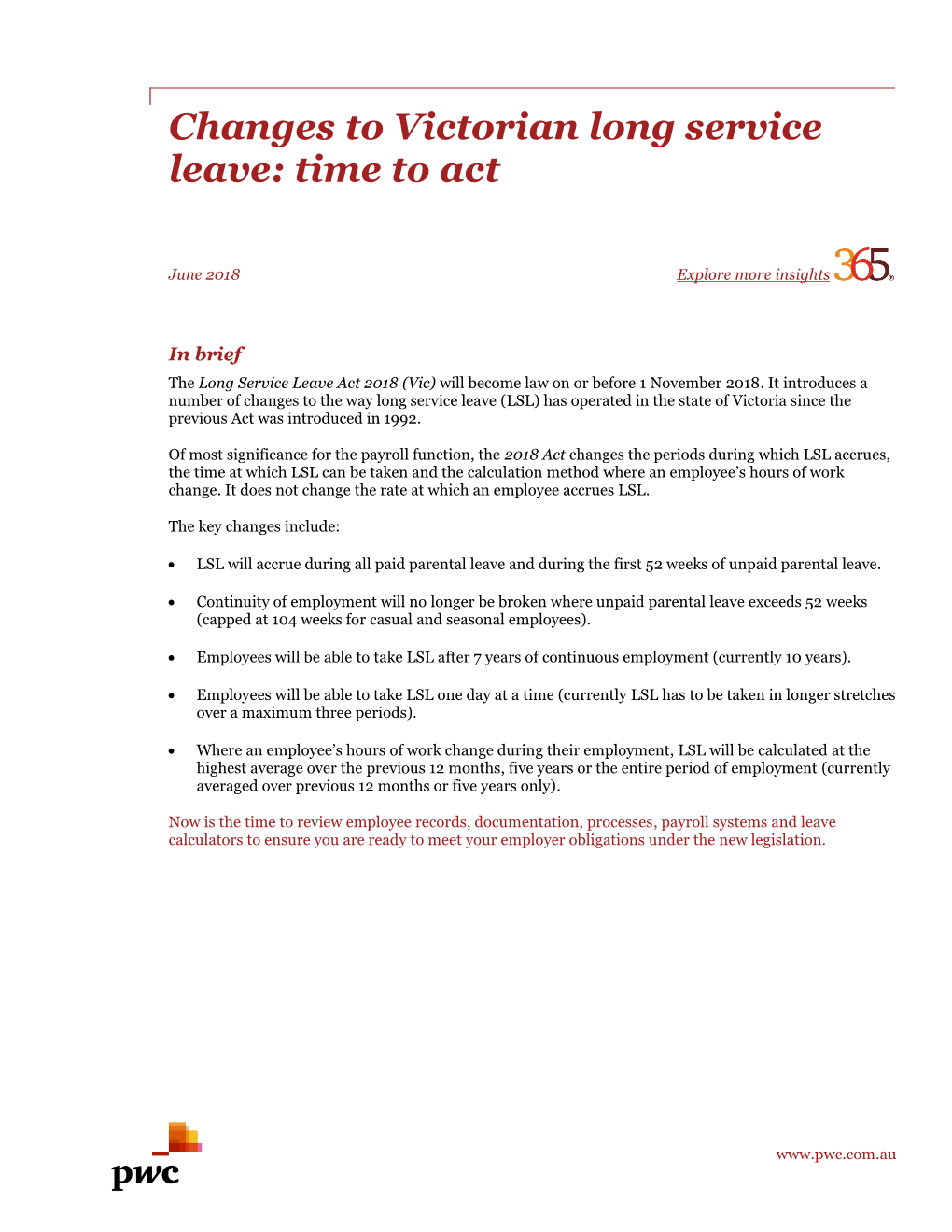 Changes to the Long Service Leave Act 2018 (Vic)