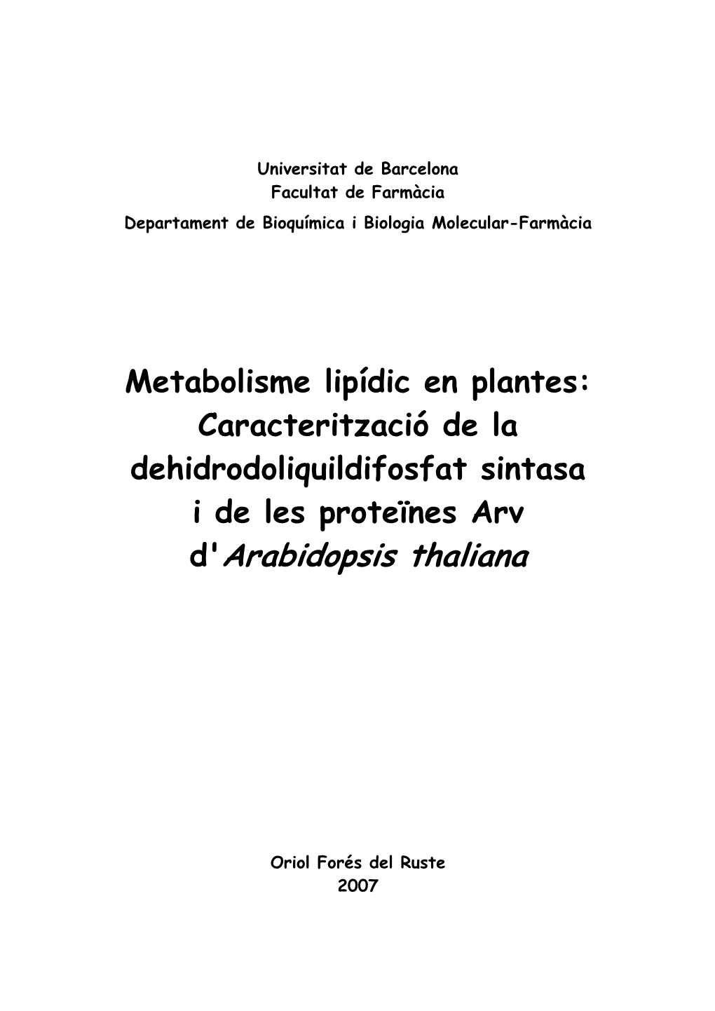 D'arabidopsis Thaliana