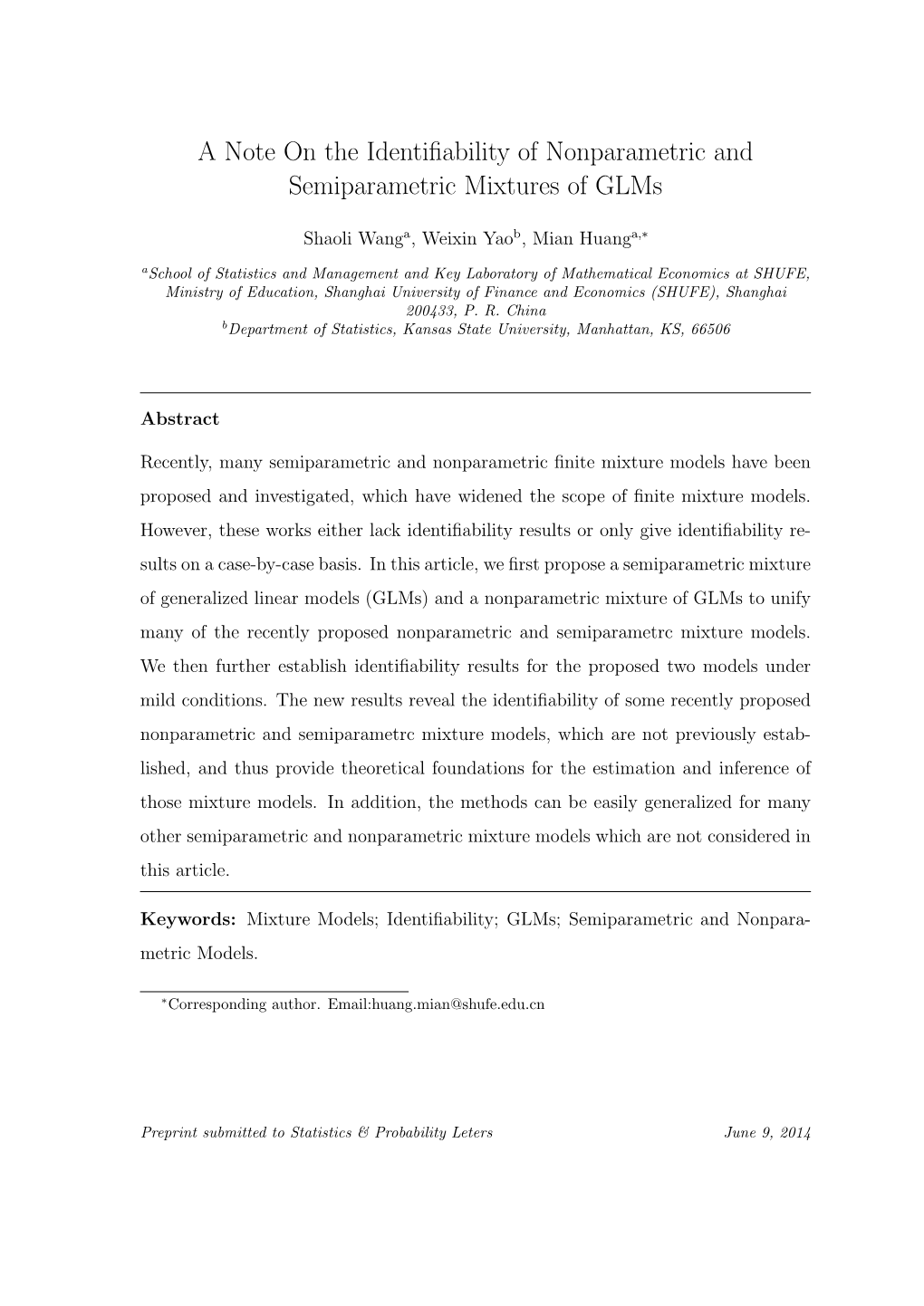 A Note on the Identifiability of Nonparametric and Semiparametric