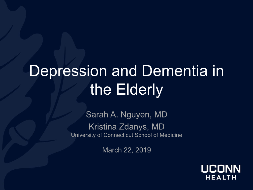 Depression and Dementia in the Elderly