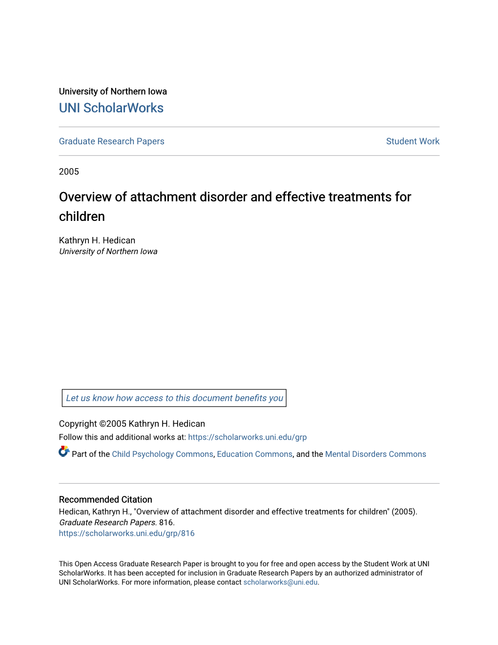 Overview of Attachment Disorder and Effective Treatments for Children
