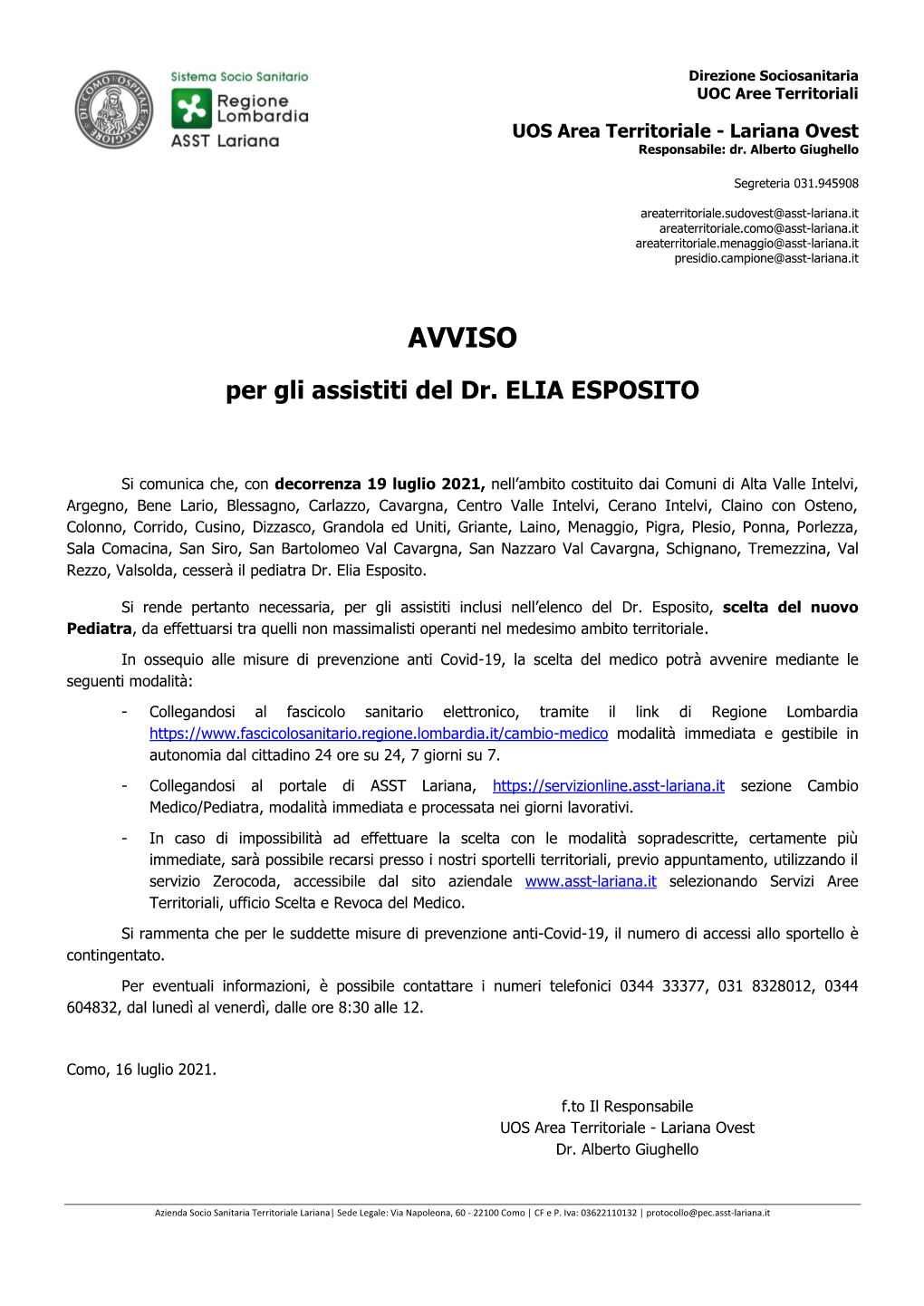 Avviso Dr. Elia Esposito 16Lug2021