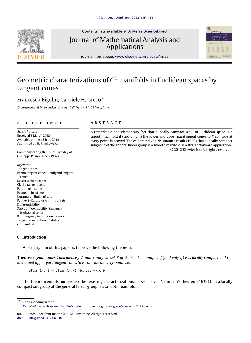 Geometric Characterizations of C1 Manifolds in Euclidean Spaces By