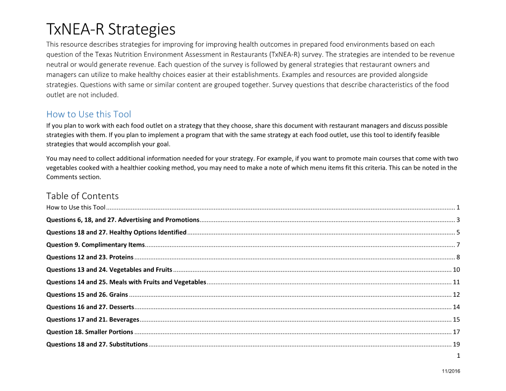 Txnea-R Strategies