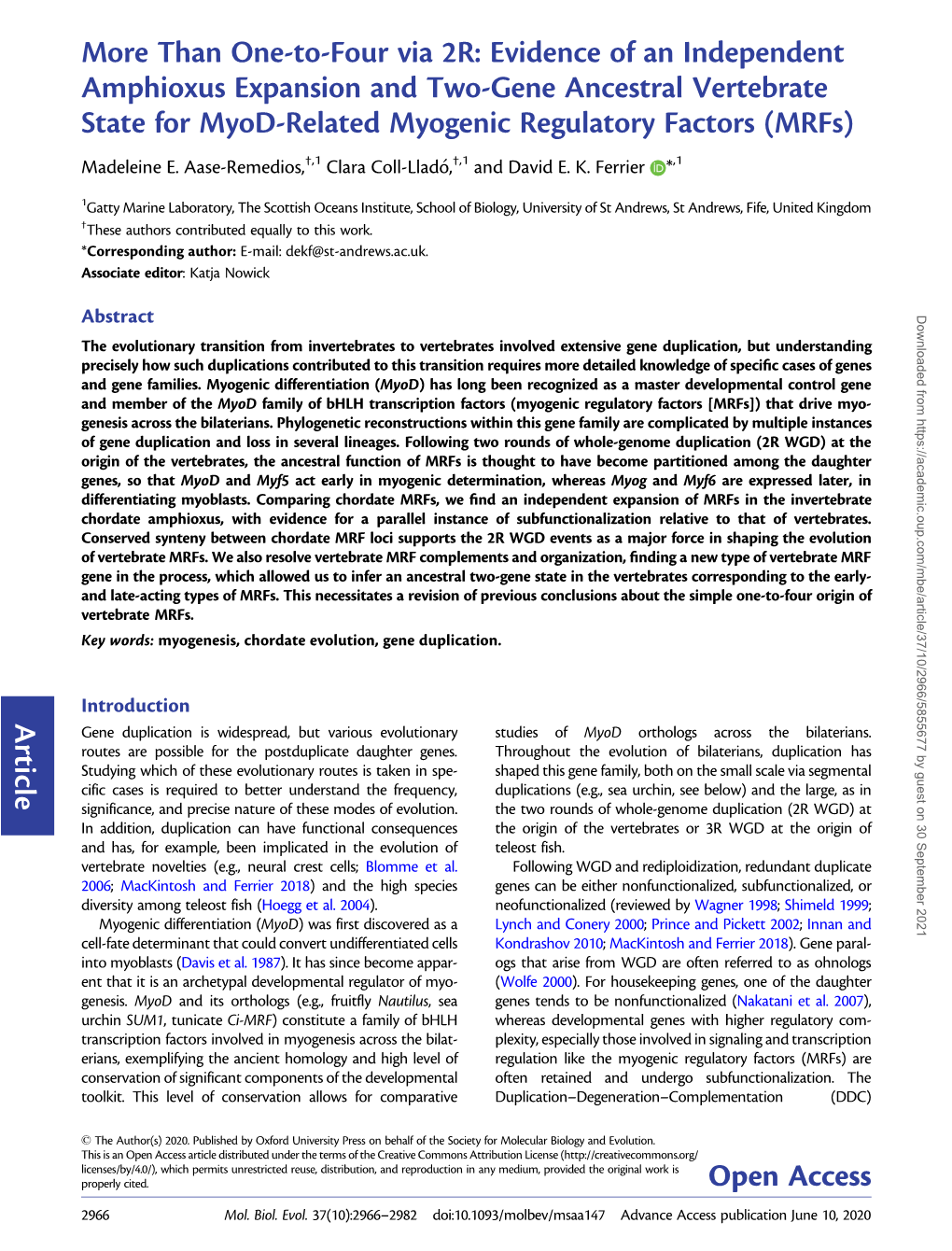 Than One-To-Four Via 2R: Evidence of an Independent Amphioxus