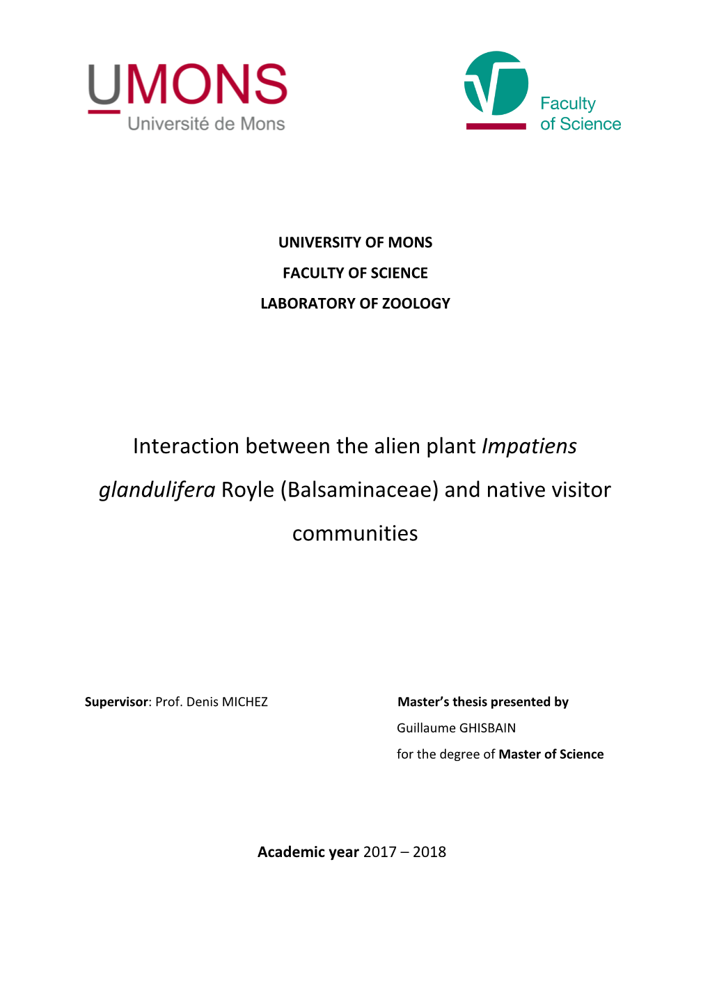 Interaction Between the Alien Plant Impatiens Glandulifera Royle (Balsaminaceae) and Native Visitor Communities