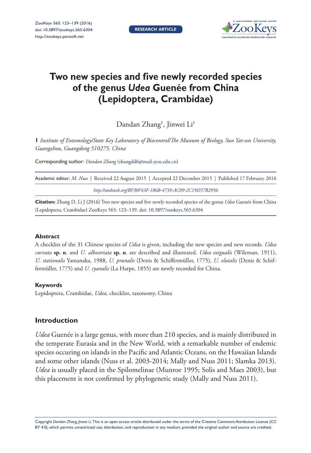 ﻿Two New Species and Five Newly Recorded Species of the Genus