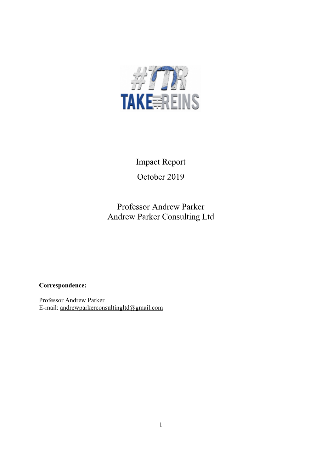 Impact Report October 2019 Professor Andrew Parker