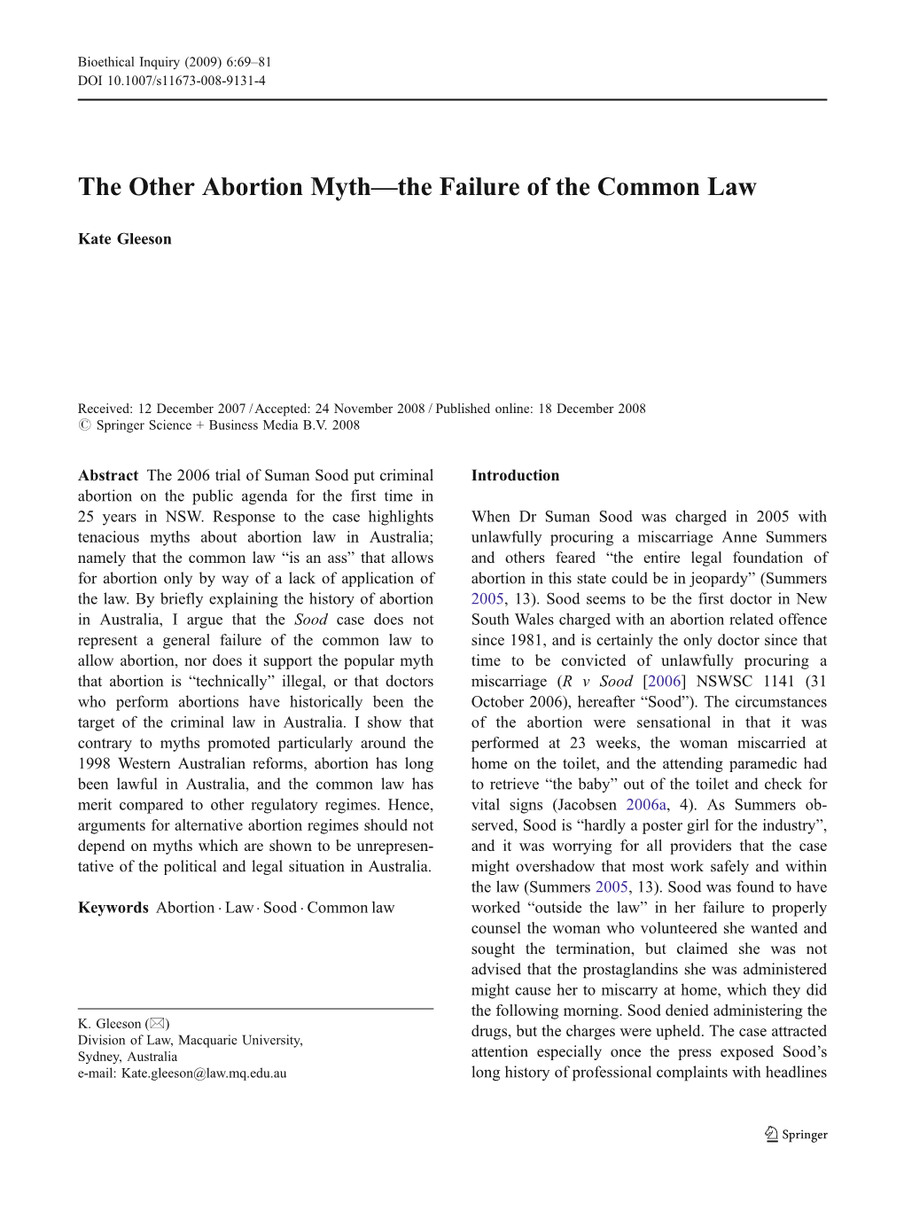 The Other Abortion Myth—The Failure of the Common Law