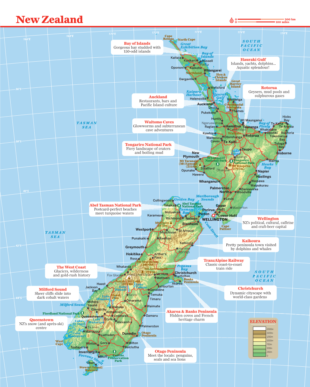 New Zealand 0 100 Miles