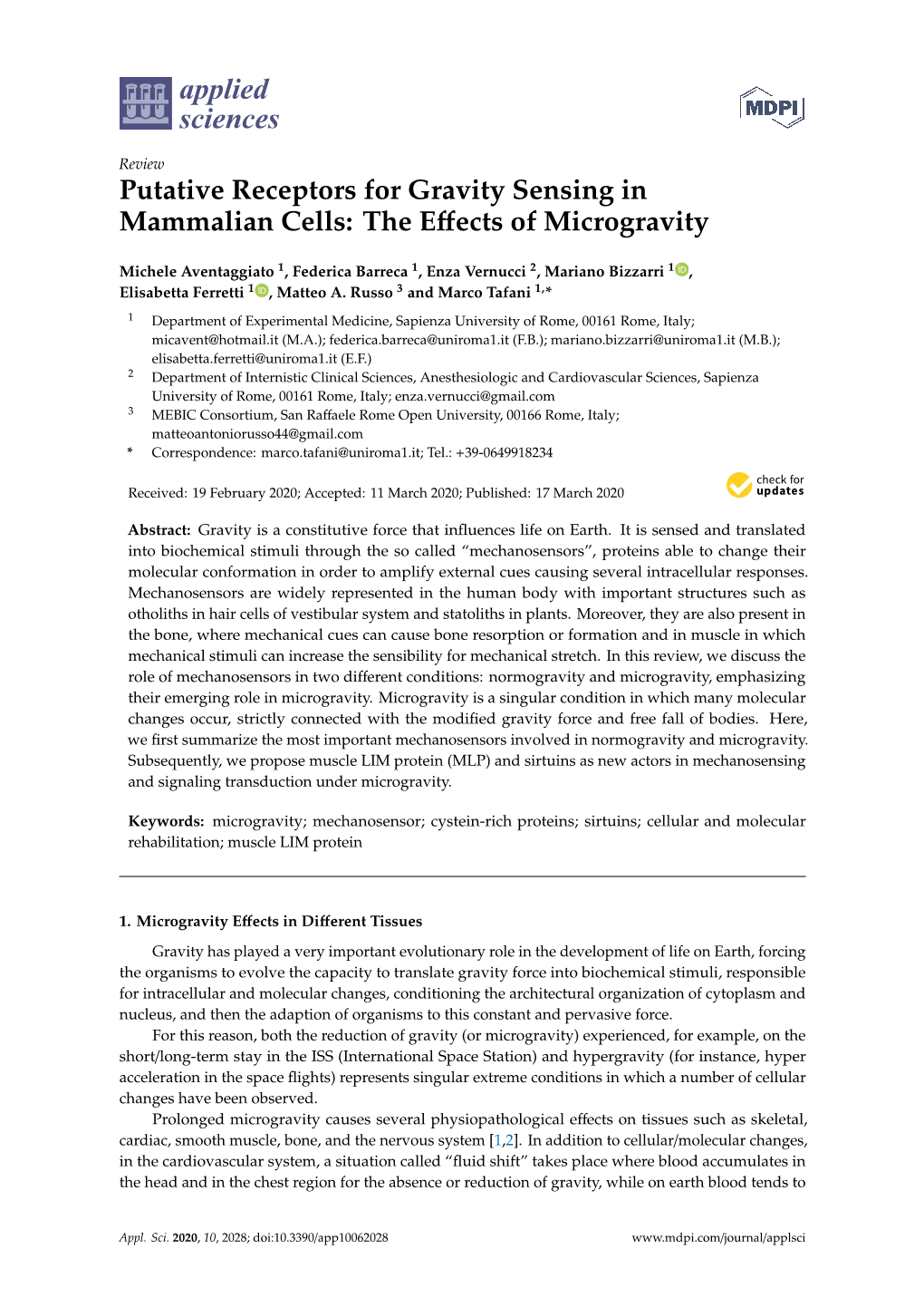 The Effects of Microgravity