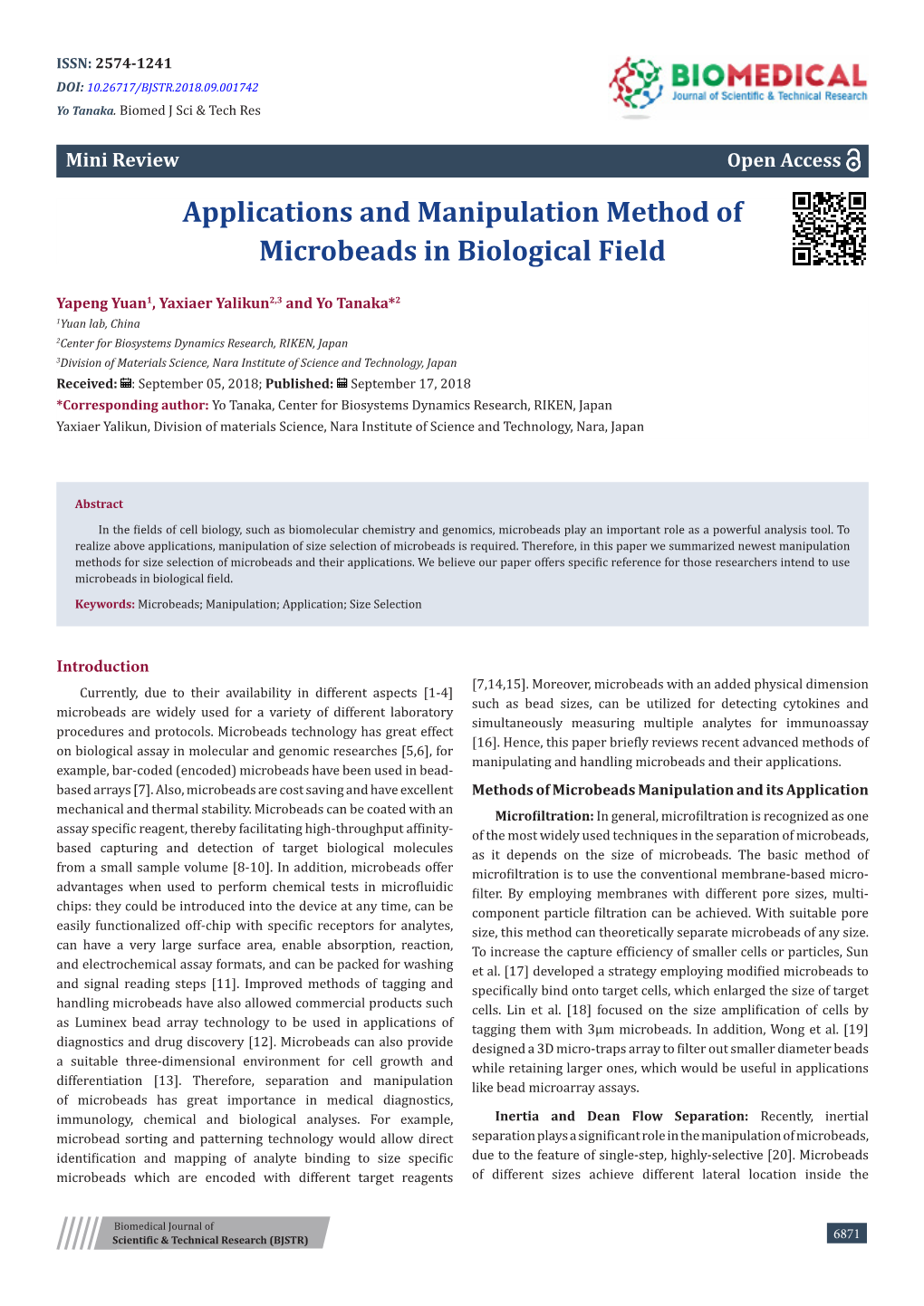 Applications and Manipulation Method of Microbeads in Biological Field