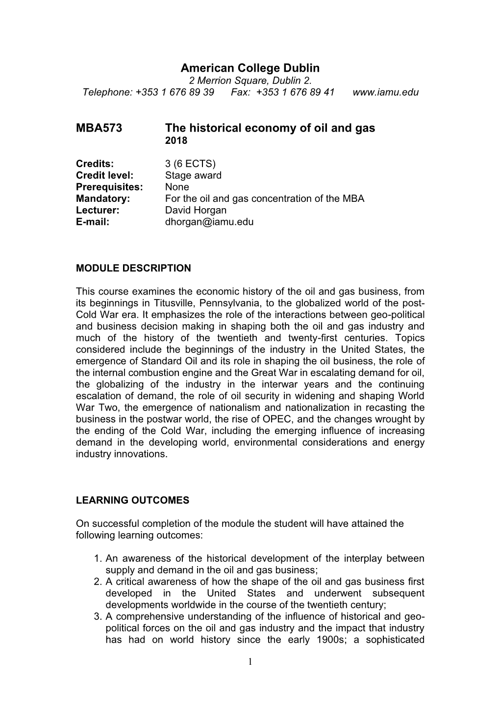 The Historical Economy of Oil and Gas 2018