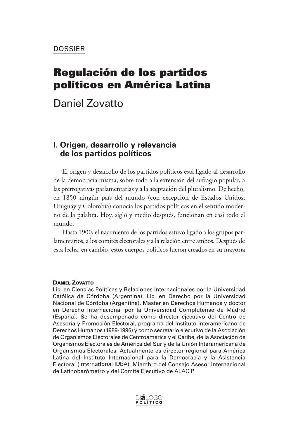 Regulación De Los Partidos Políticos En América Latina Daniel Zovatto