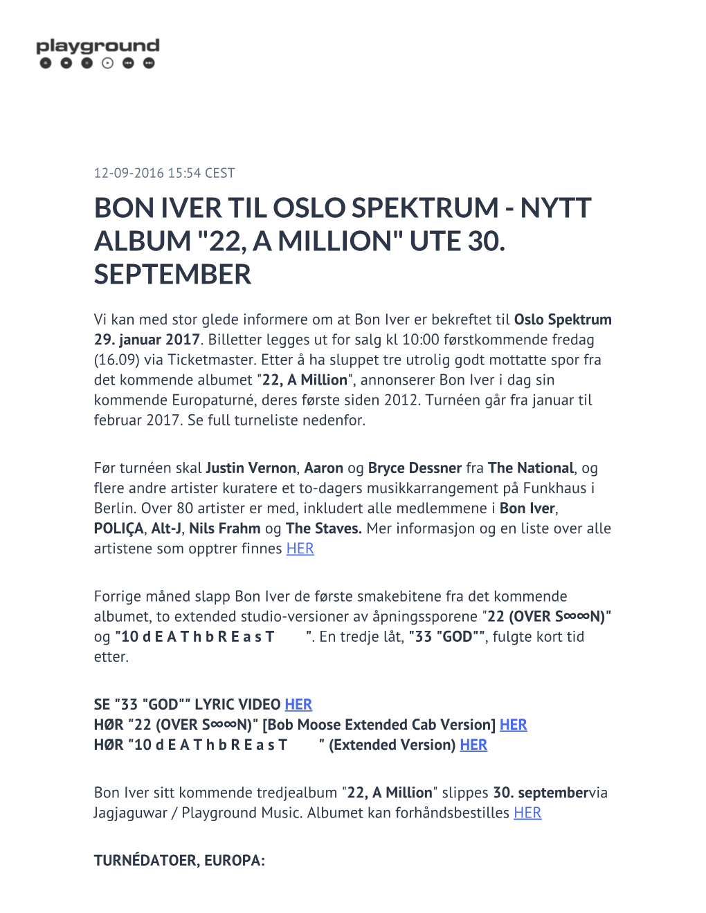 Bon Iver Til Oslo Spektrum - Nytt Album "22, a Million" Ute 30