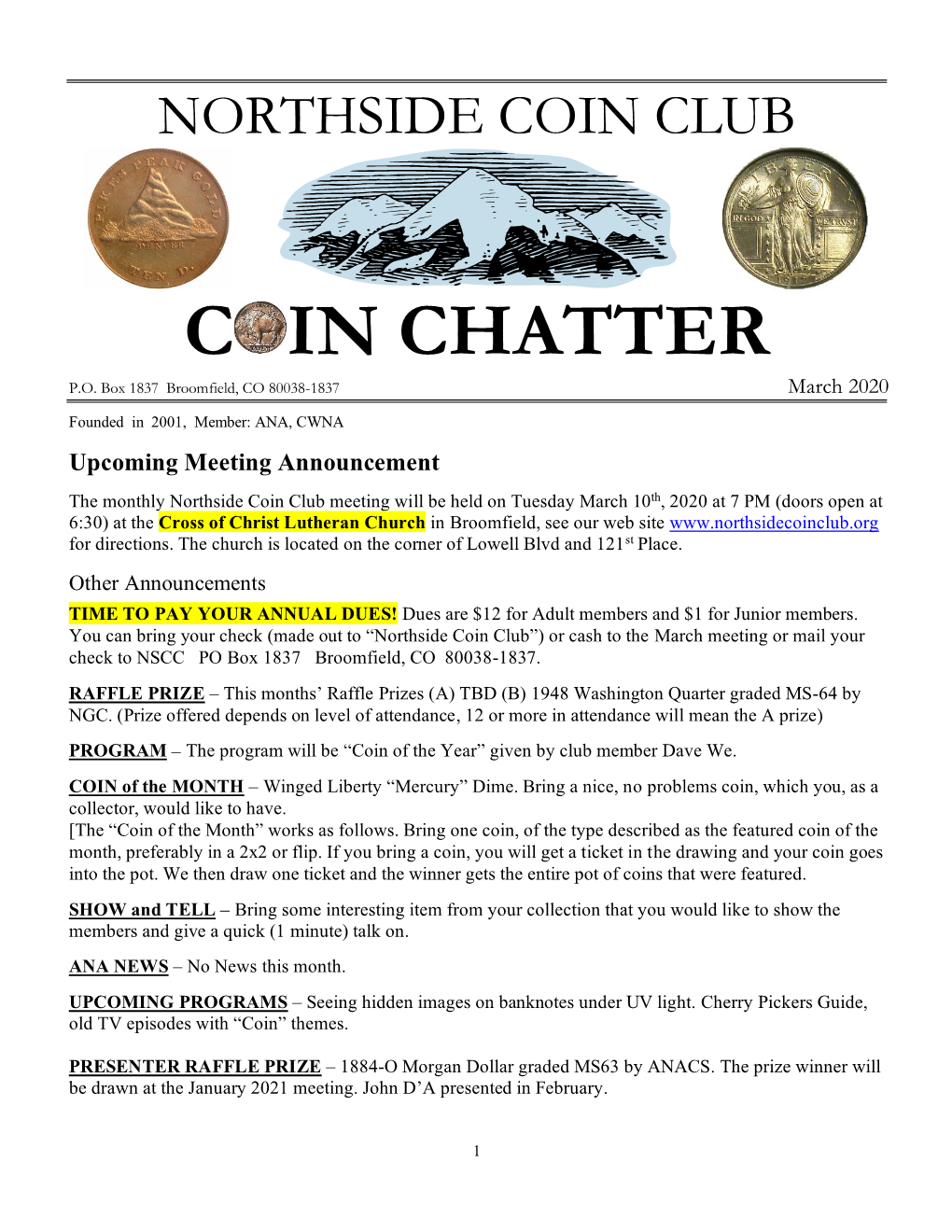 Newsletter March, 2020