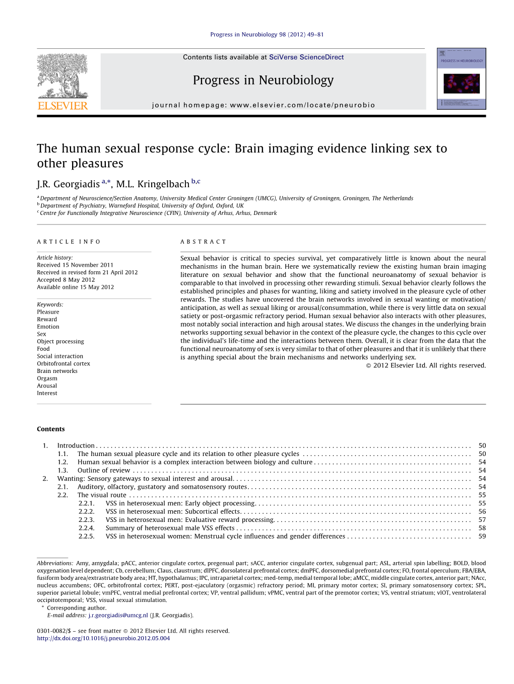 The Human Sexual Response Cycle: Brain Imaging Evidence Linking Sex To