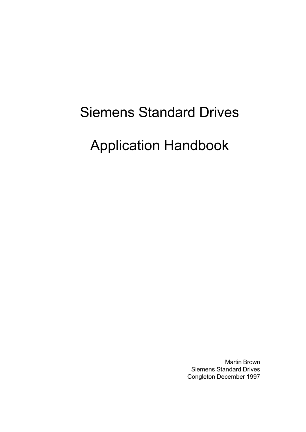 Siemens Standard Drives Application Handbook