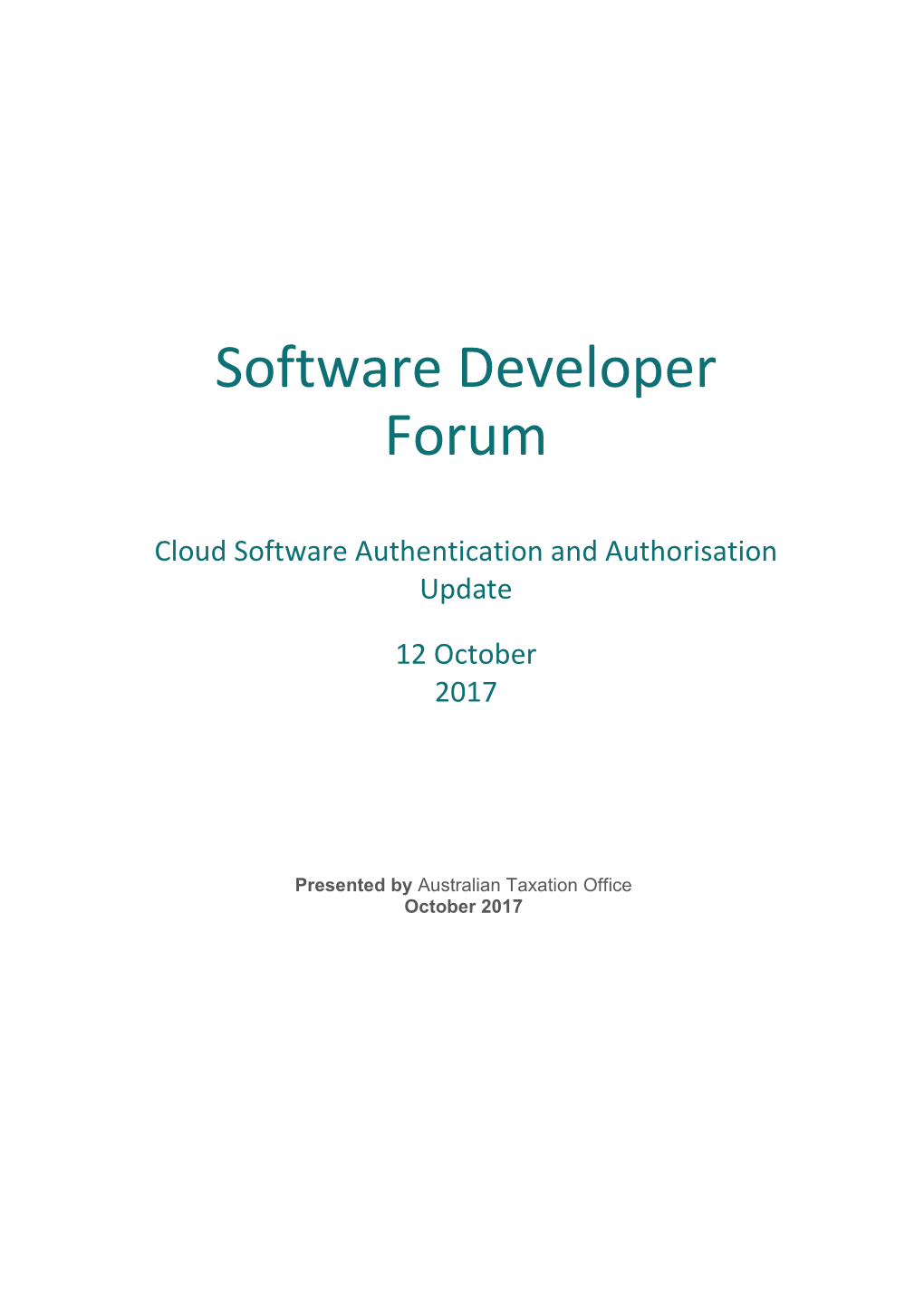 Cloud Software Authentication and Authorisation Update