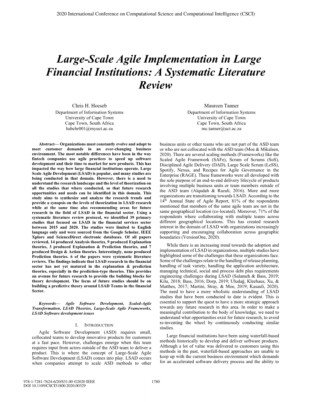 Large-Scale Agile Implementation in Large Financial Institutions: a Systematic Literature Review