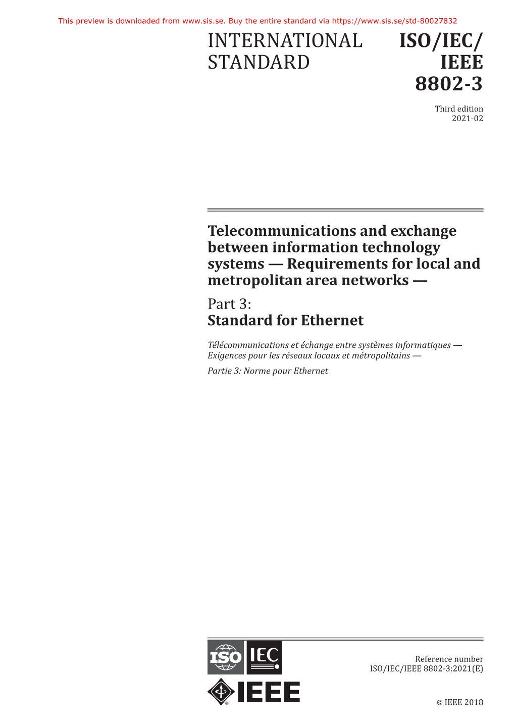 International Standard Iso/Iec/ Ieee 8802-3