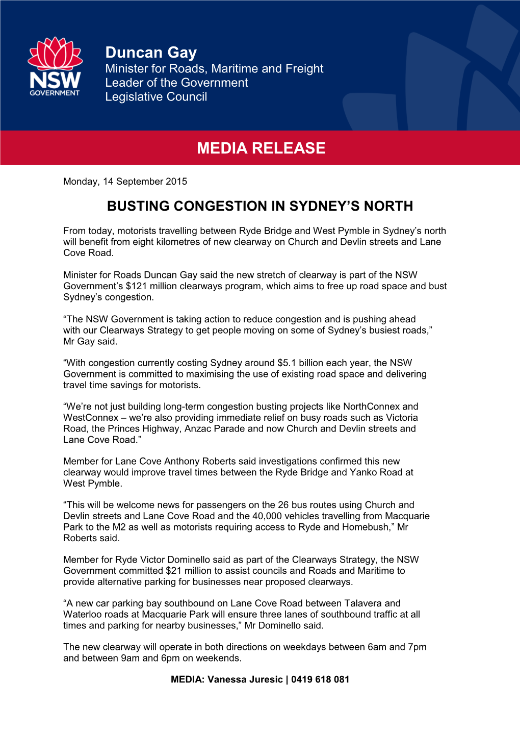 Busting Congestion in Sydney's North