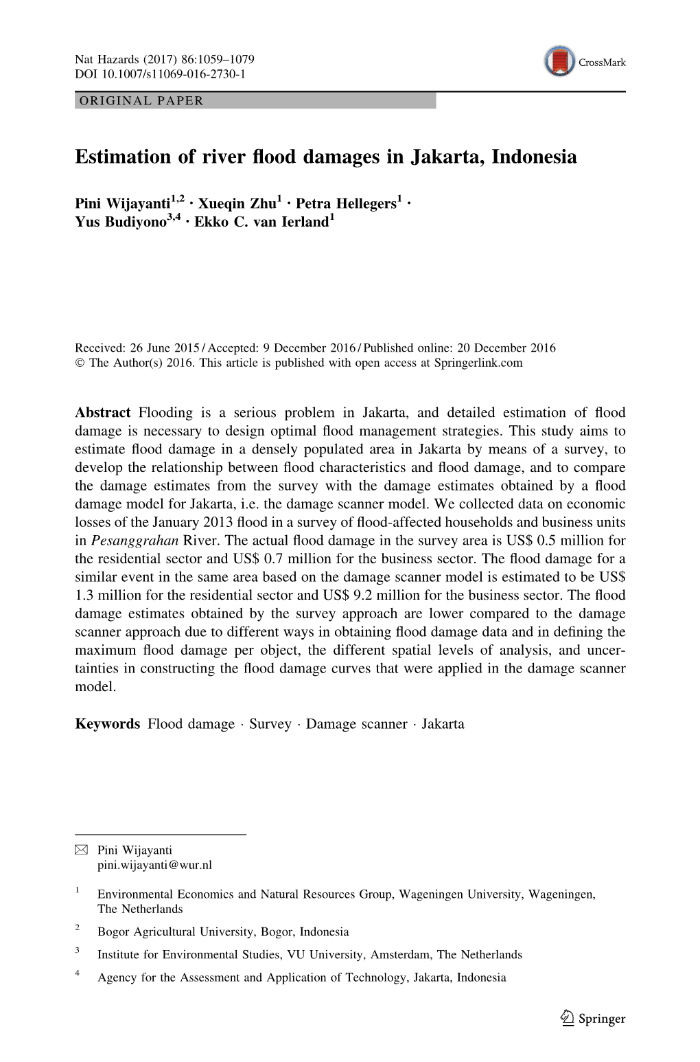 Estimation of River Flood Damages in Jakarta, Indonesia