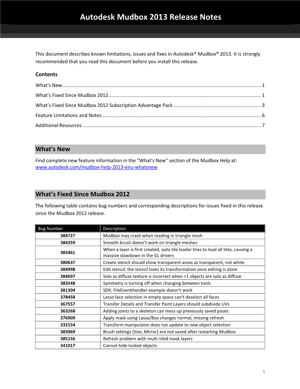 Mudbox 2013 Release Notes