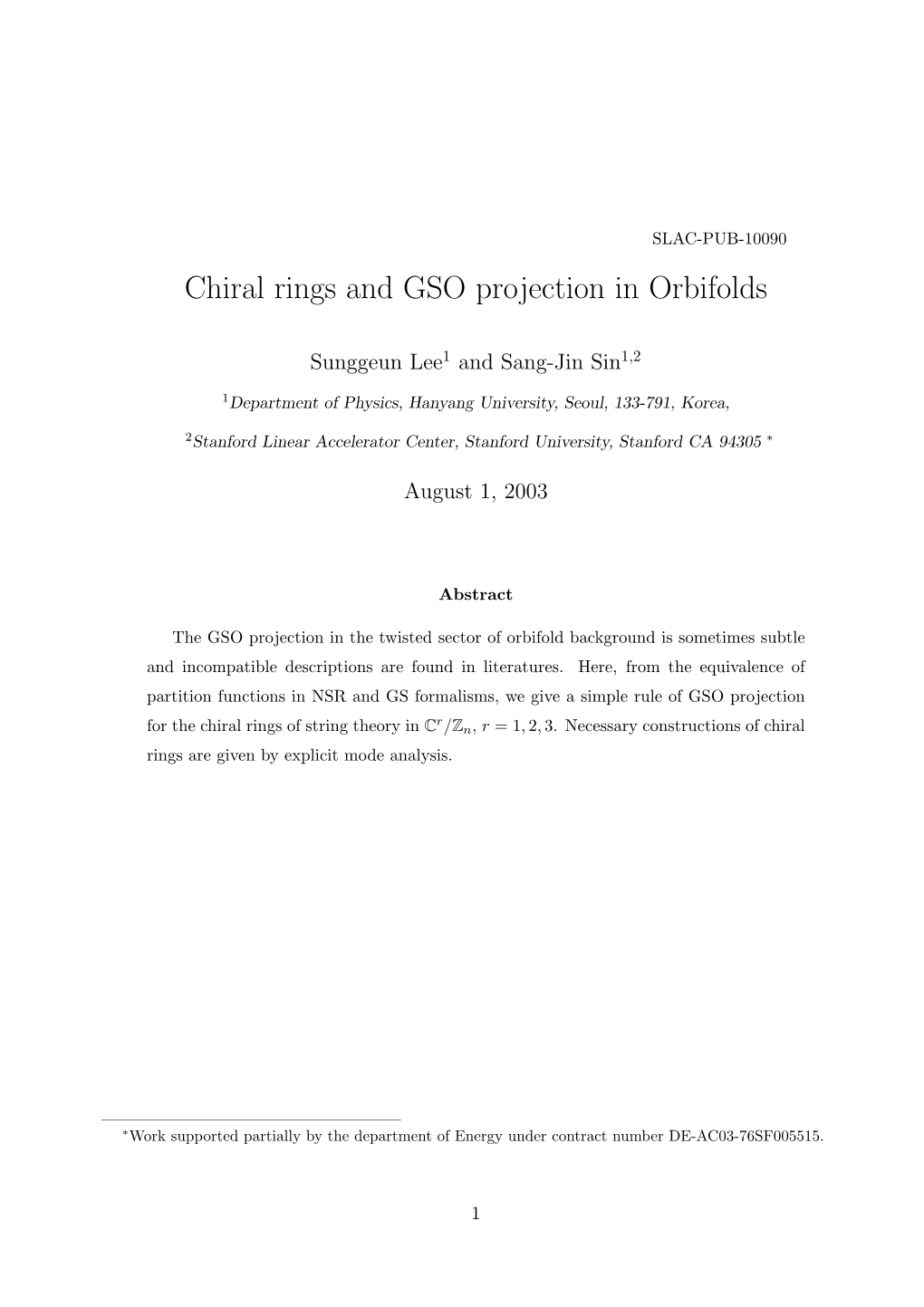 Chiral Rings and GSO Projection in Orbifolds