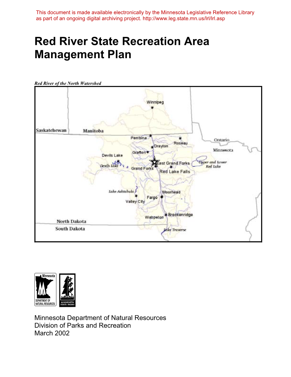 Red River State Recreation Area Management Plan