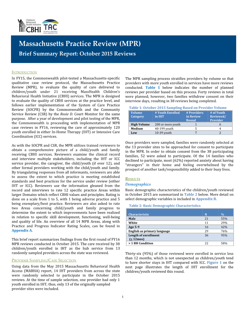 Massachusetts Practice Review (MPR)