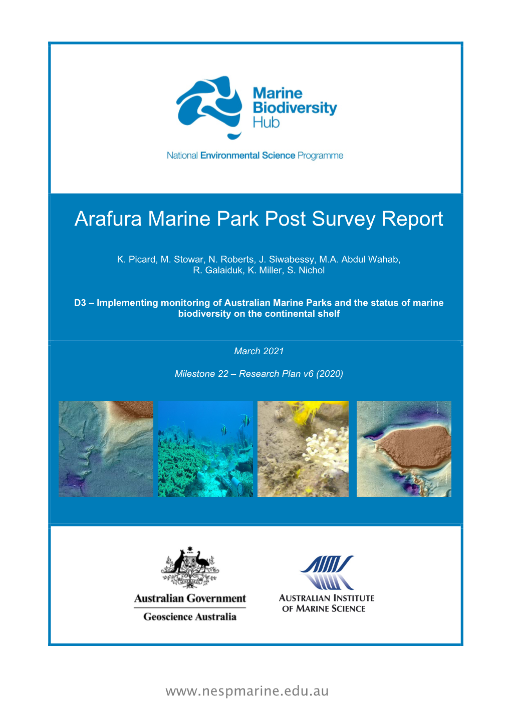 Arafura Marine Park Post Survey Report