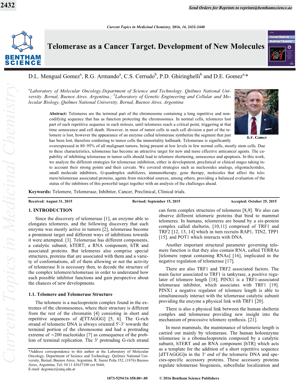 Current Topics in Medicinal Chemistry, 2016, 16, 2432-2440