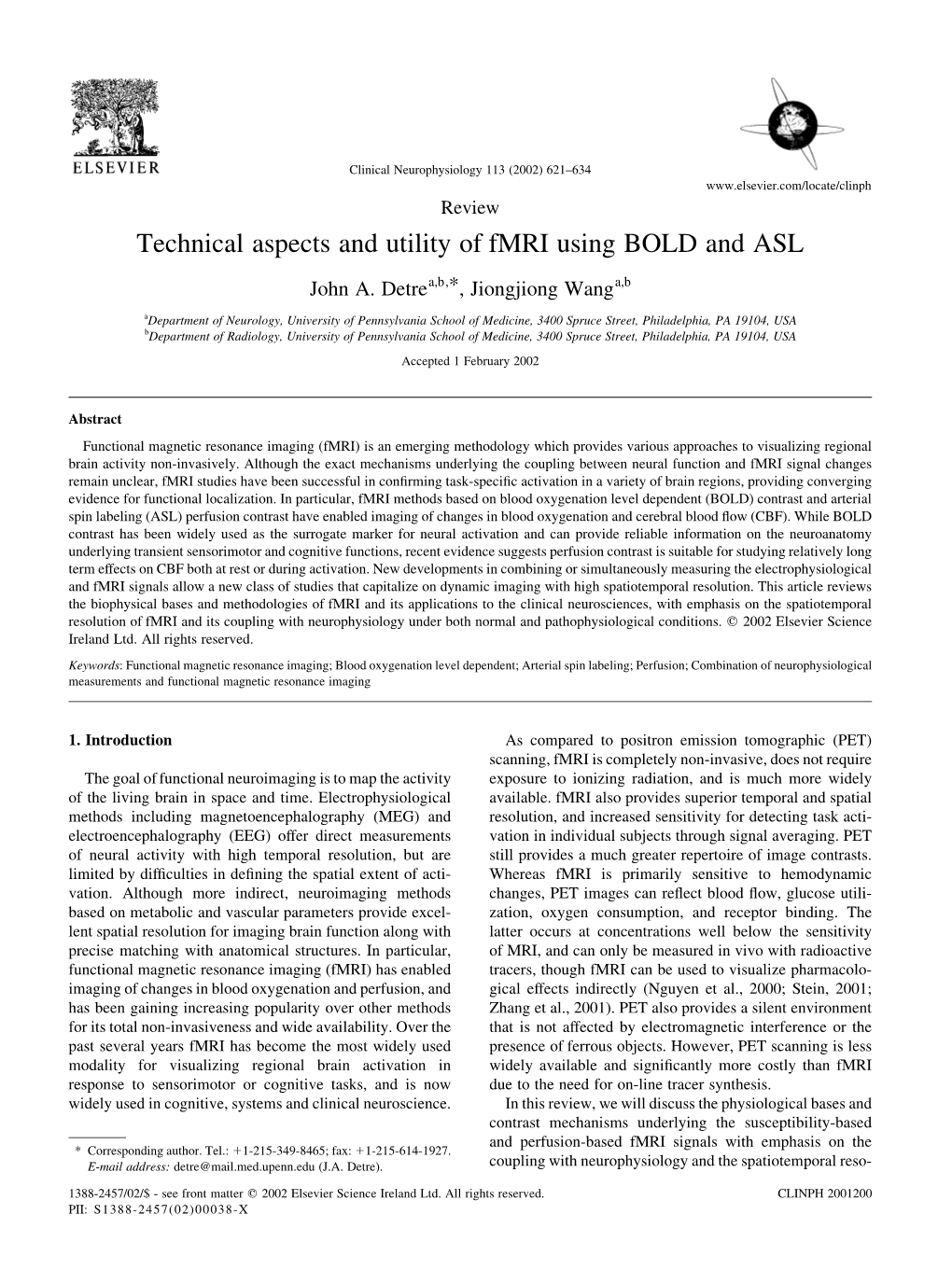 Technical Aspects and Utility of Fmri Using BOLD and ASL