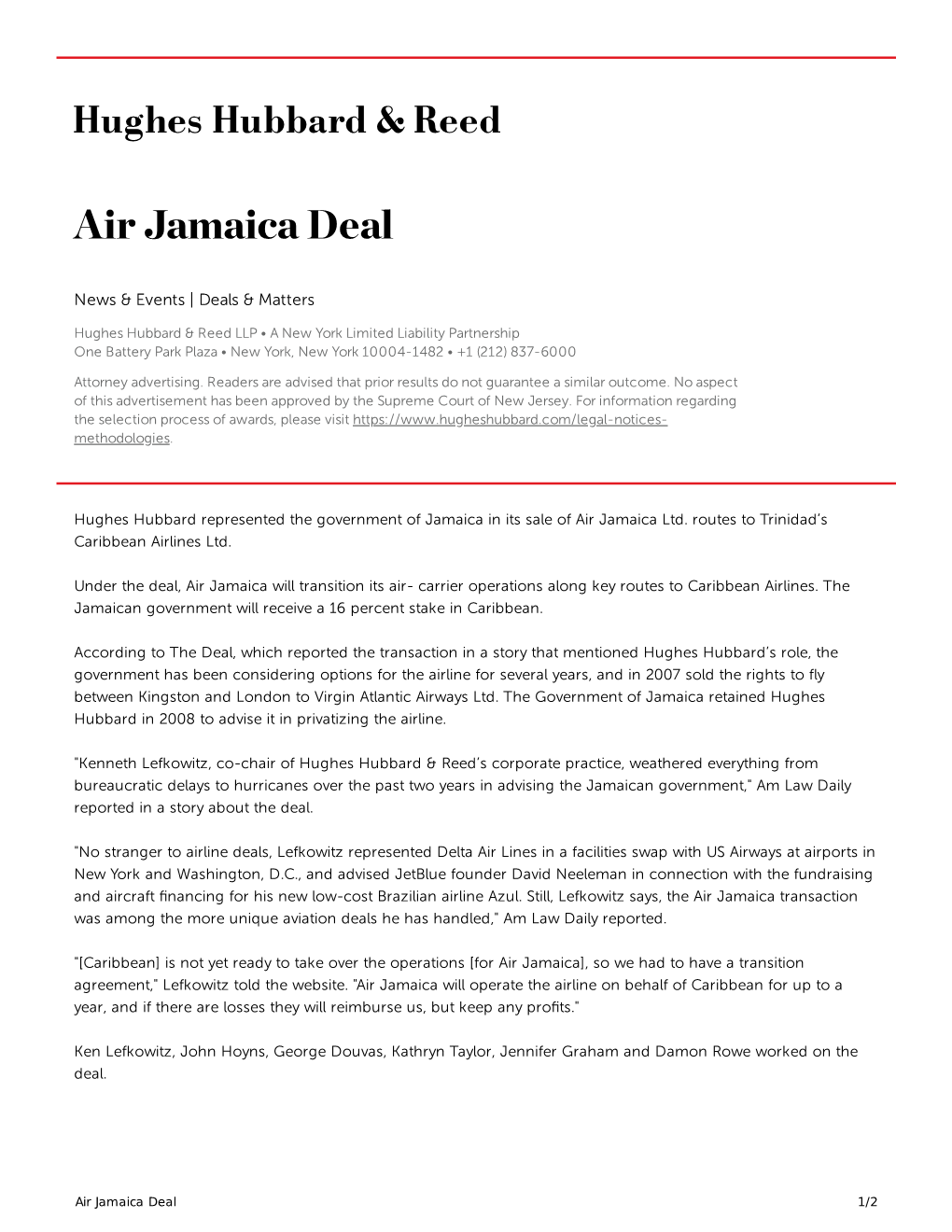 Air Jamaica Deal