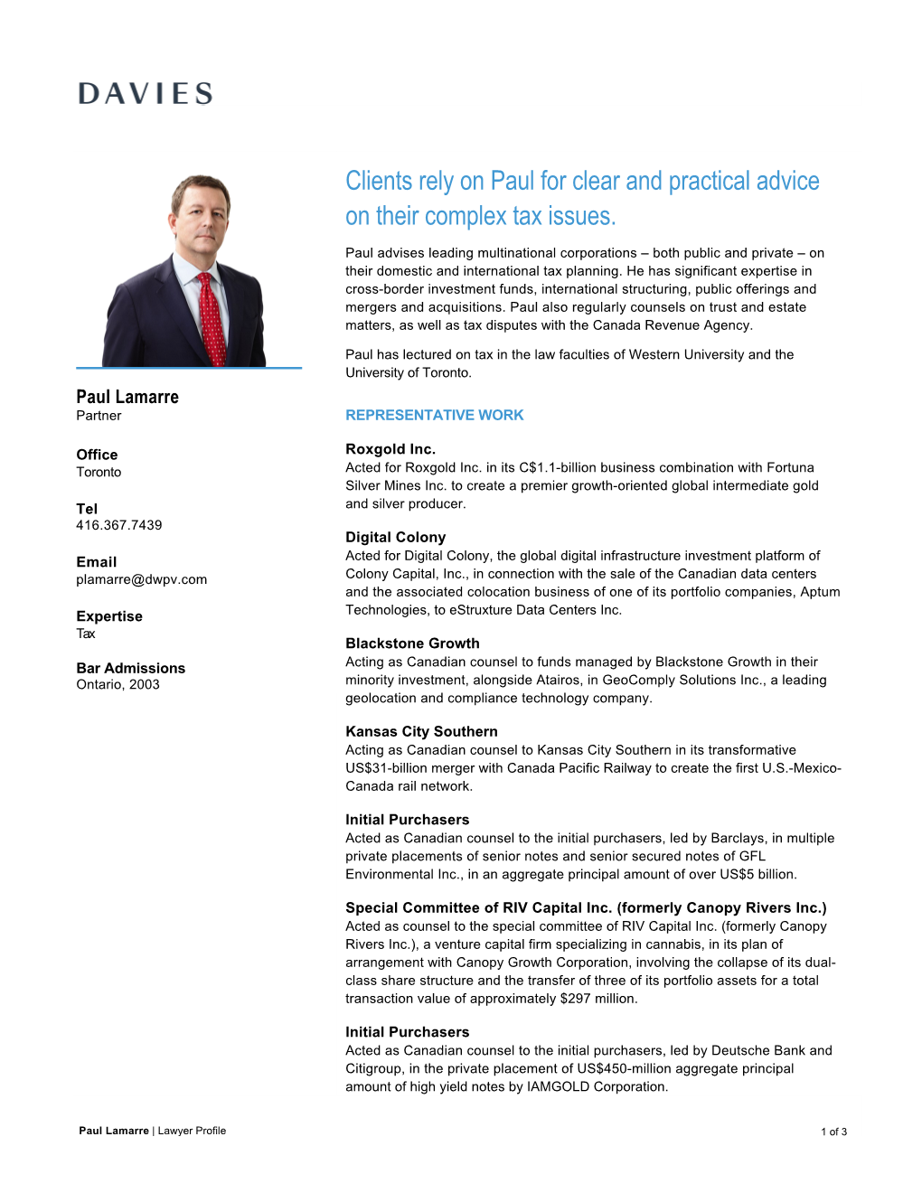 Clients Rely on Paul for Clear and Practical Advice on Their Complex Tax Issues