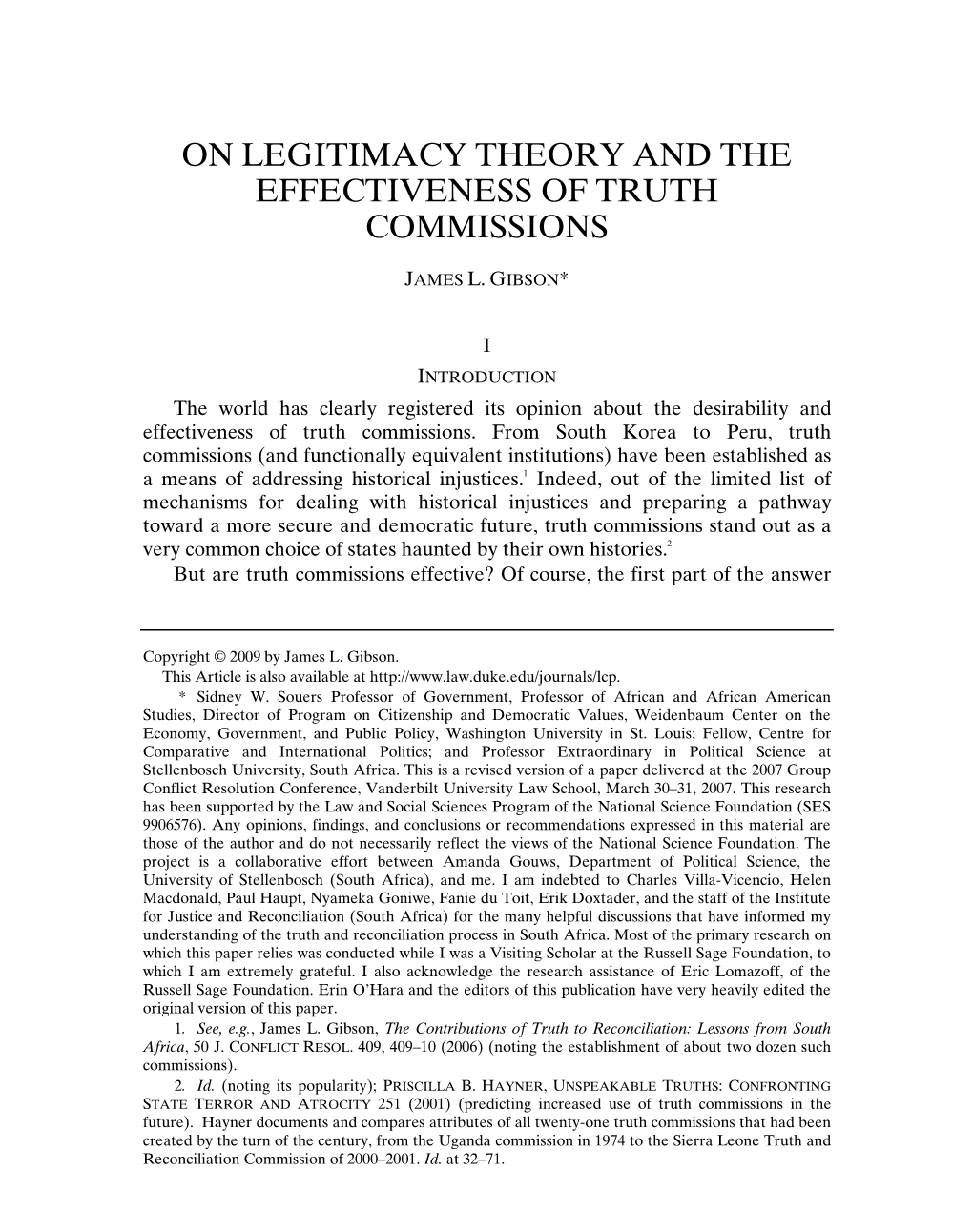 On Legitimacy Theory and the Effectiveness of Truth Commissions