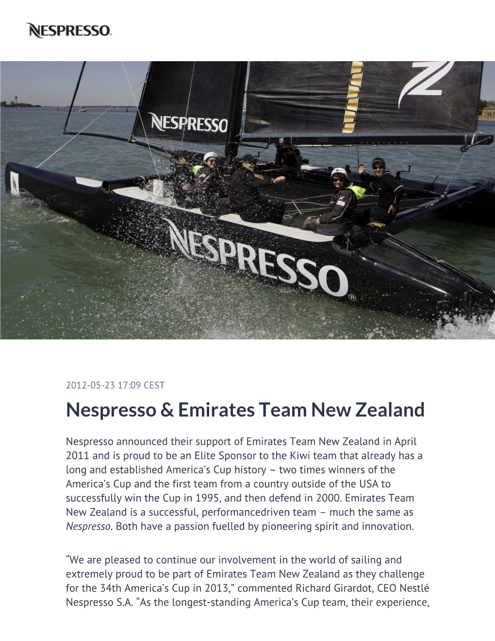 Nespresso & Emirates Team New Zealand