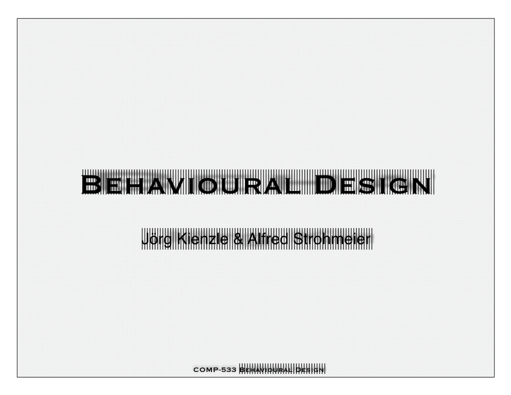 COMP-533 11 Behavioural Design