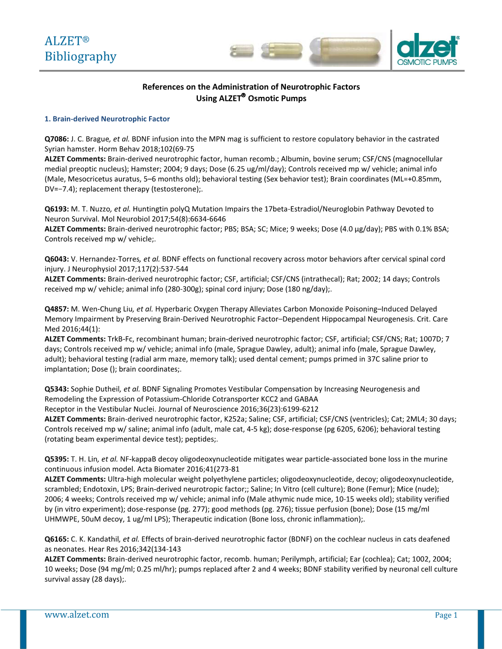 Neurotrophic Factors Using ALZET Osmotic Pumps