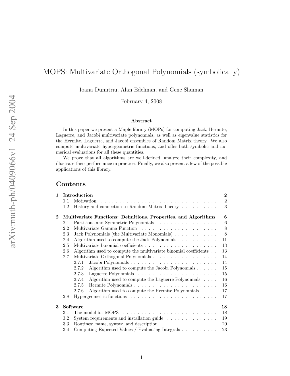 MOPS: Multivariate Orthogonal Polynomials