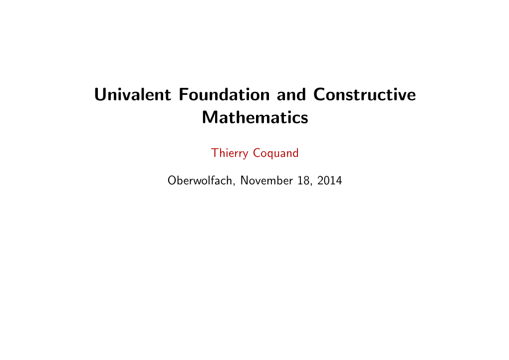 Univalent Foundation and Constructive Mathematics