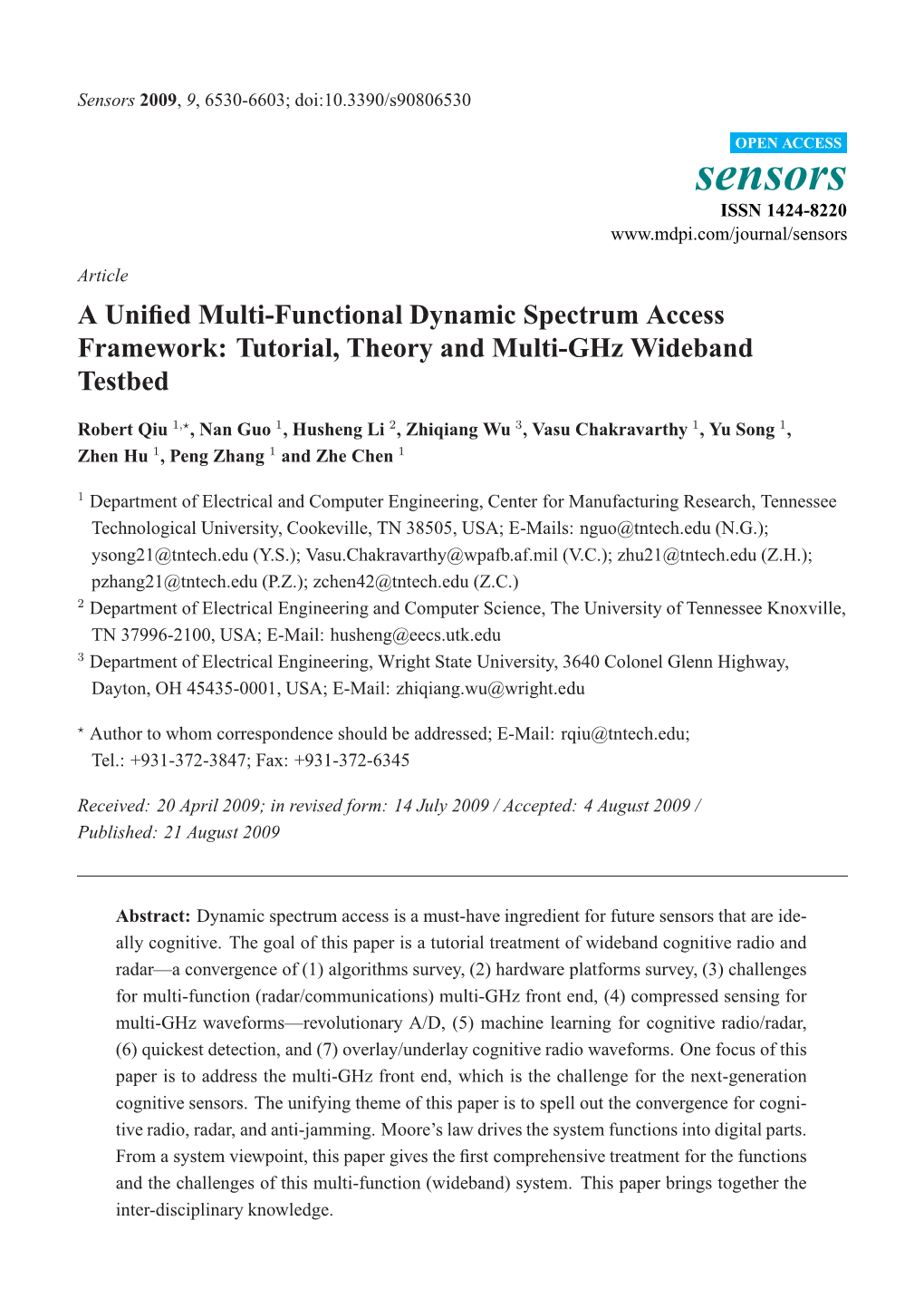 Ed Multi-Functional Dynamic Spectrum Access Framework: Tutorial, Theory and Multi-Ghz Wideband Testbed