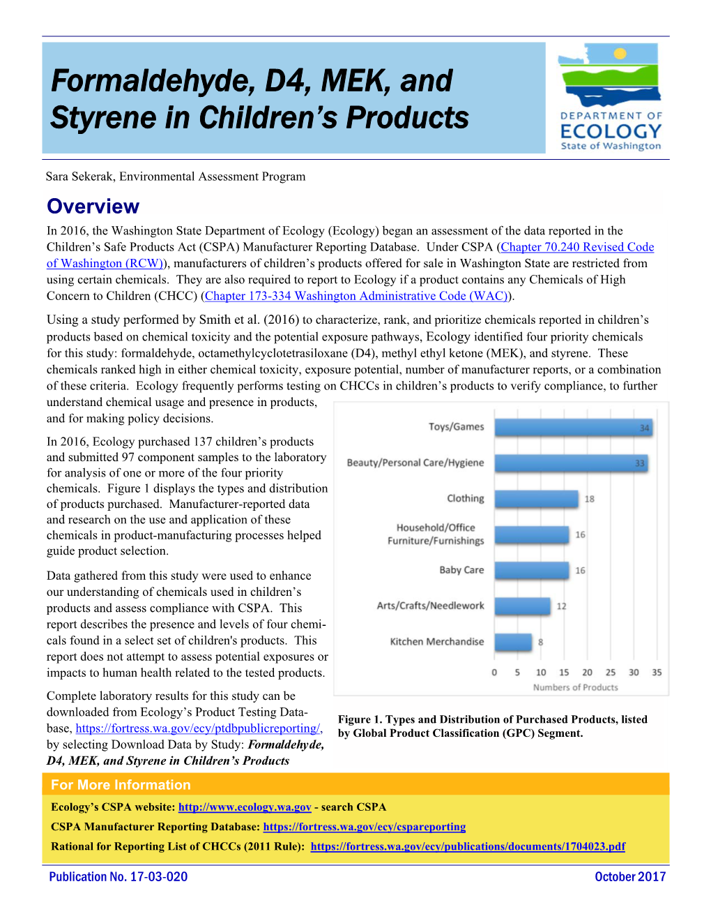 Formaldehyde, D4, MEK, and Styrene in Children's Products
