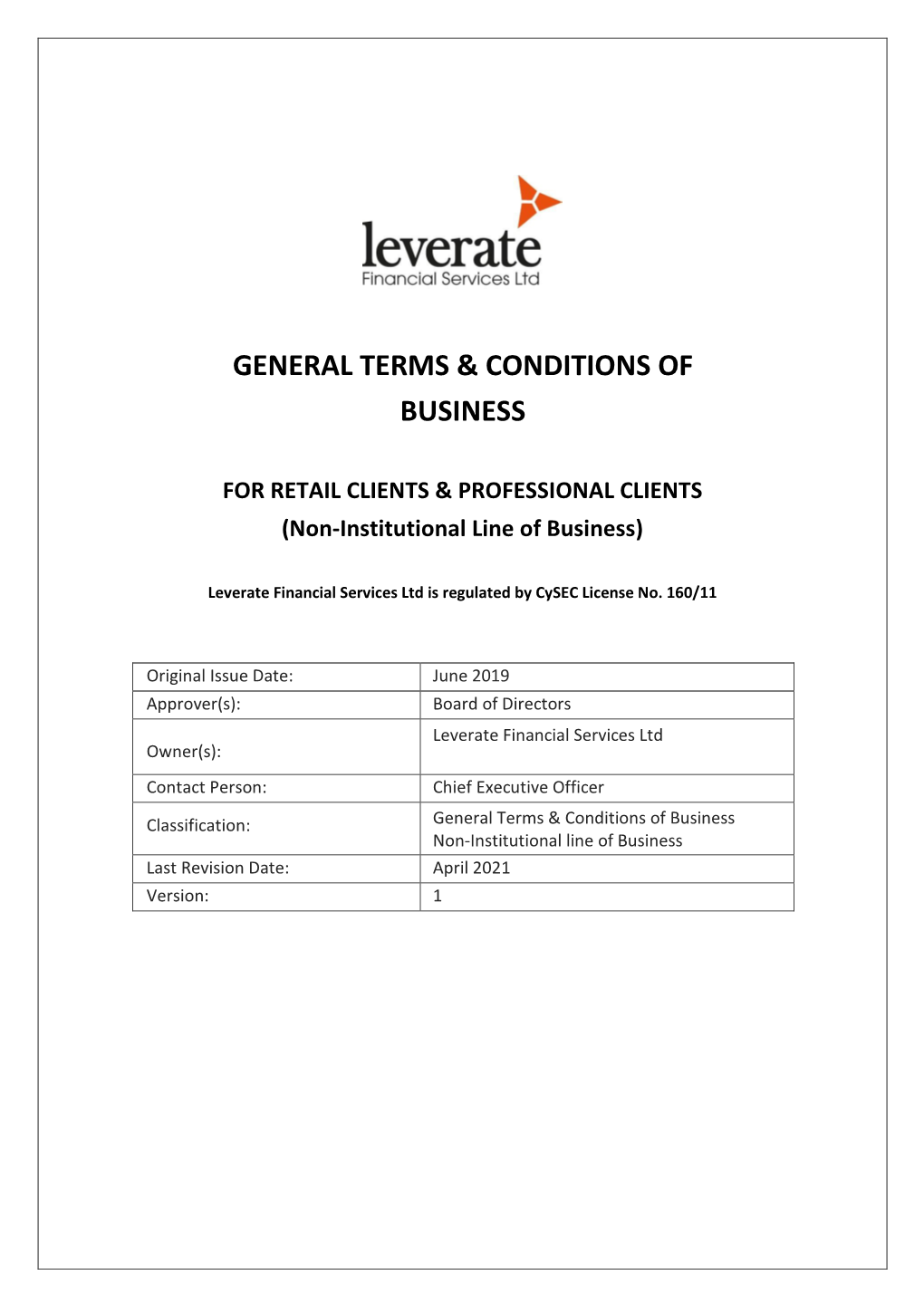 General Terms & Conditions of Business